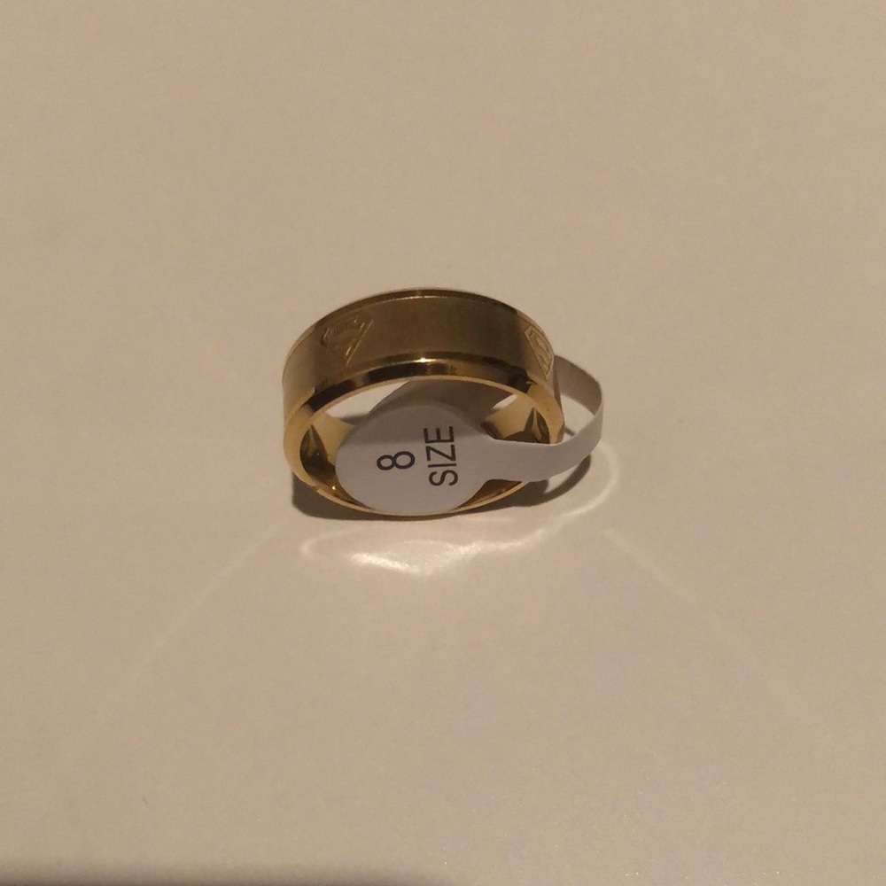 Superman Stainless Steel Gold Titanium Band Ring - Picture 5 of 7
